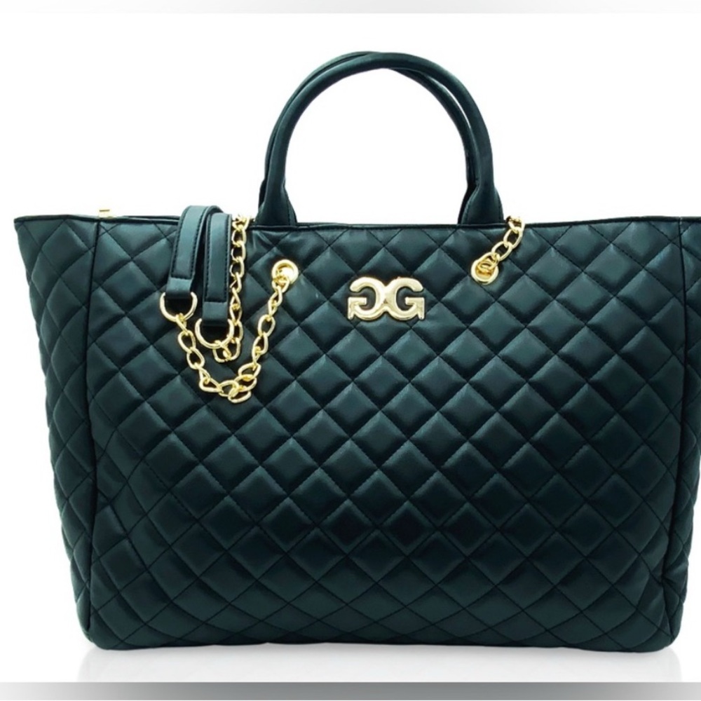 Elegant Quilted Tote Bag - Black